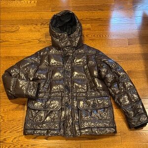 Moncler Men's Glossy Dark Brown Puffer Jacket
